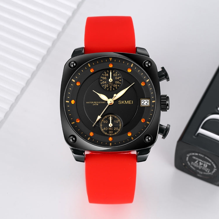 SKMEI 1903 Stainless Steel Buckle Silicone Strap Waterproof Quartz Watch(Coffee) - free shipping - PMC TechLife - Order now!