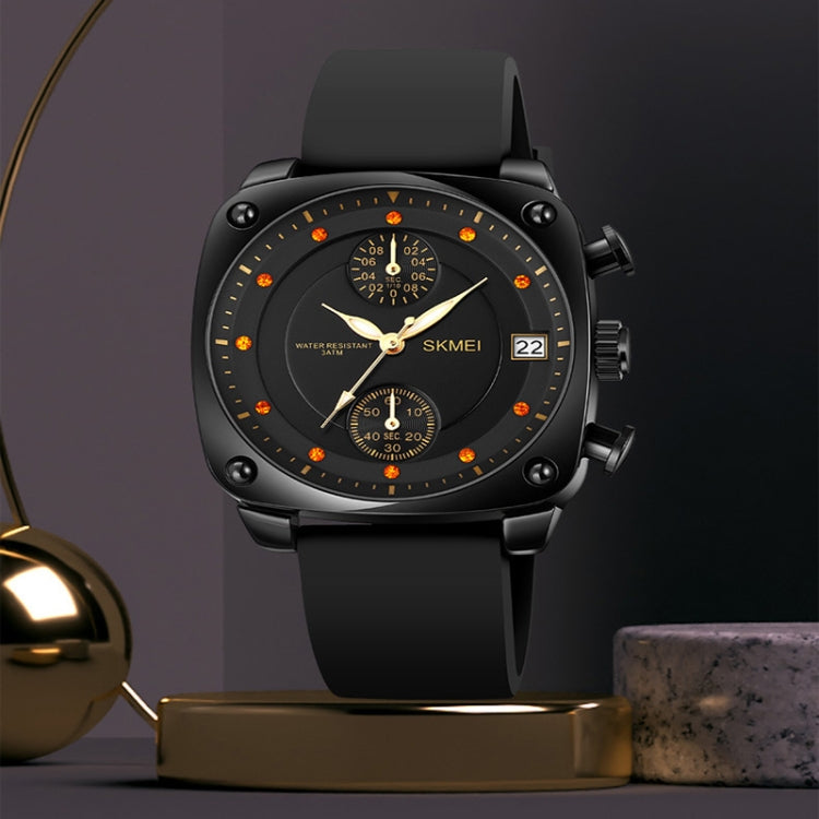 SKMEI 1903 Stainless Steel Buckle Silicone Strap Waterproof Quartz Watch(Black) - free shipping - PMC TechLife - Order now!