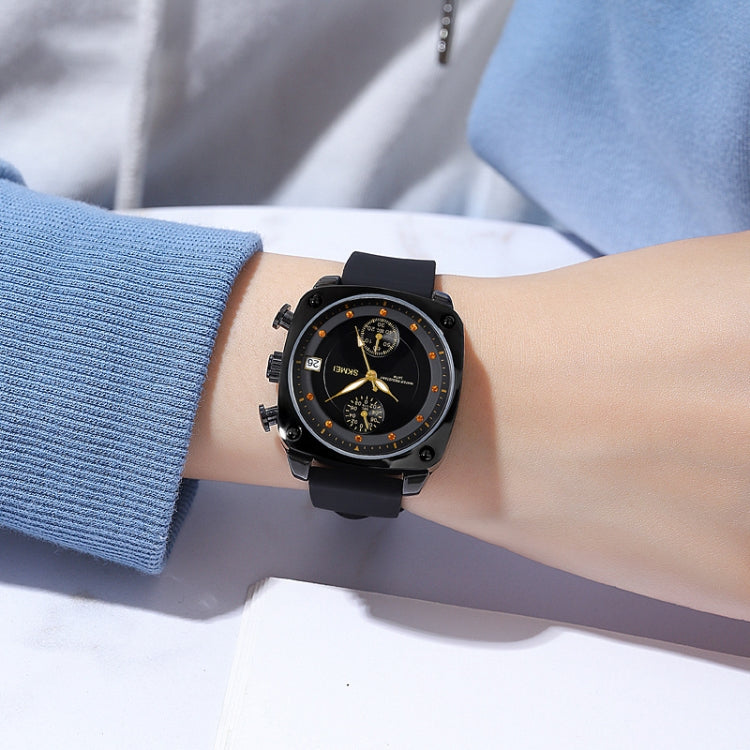 SKMEI 1903 Stainless Steel Buckle Silicone Strap Waterproof Quartz Watch(Black) - free shipping - PMC TechLife - Order now!