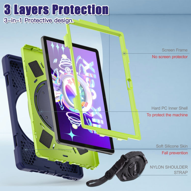 For Lenovo Tab M10 Plus 10.6 3rd Gen 2022 Silicone + PC Protective Tablet Case(Navy Blue and Yellow Green) - Lenovo by PMC TechLife | Online Shopping South Africa | PMC TechLife | Buy Now Pay Later Mobicred