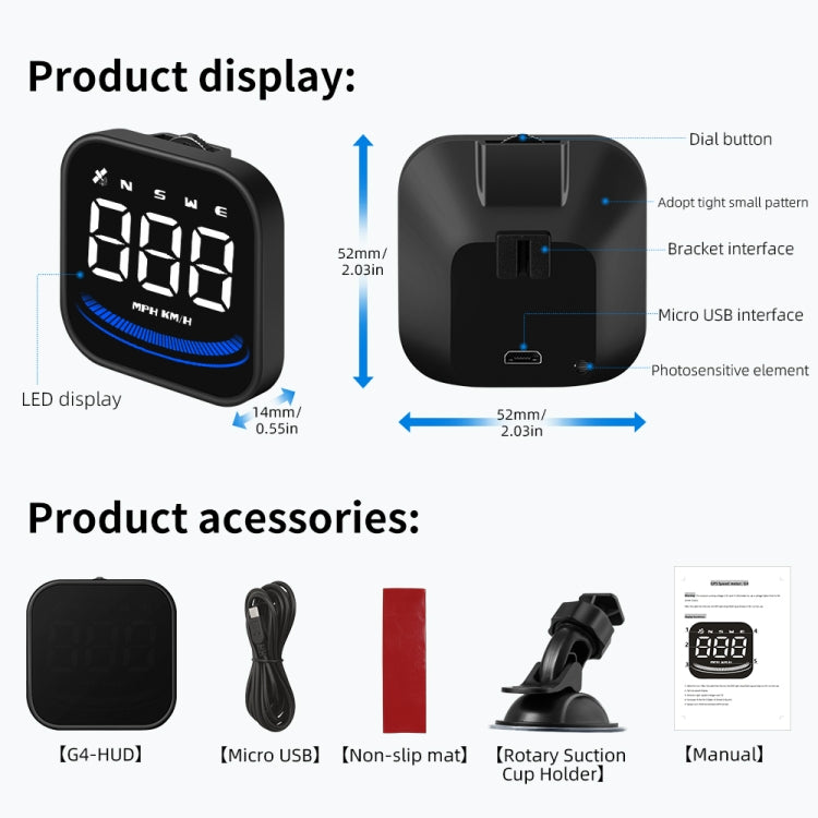 G4 Head Up Display Car Speedometer Smart Digital Alarm Reminder GPS HUD - free shipping - PMC TechLife - Order now!