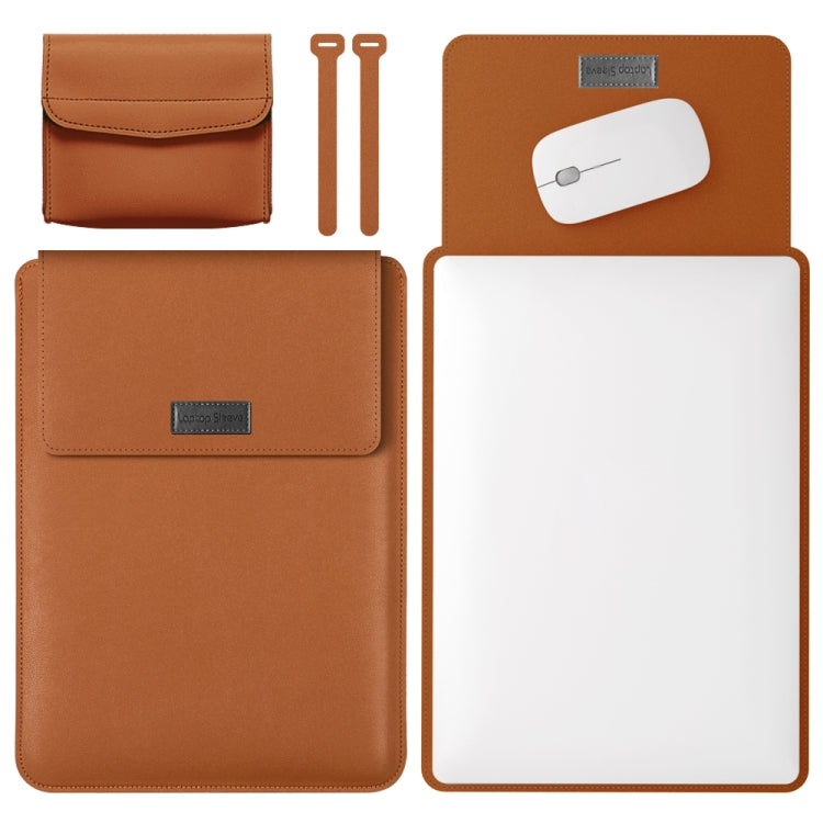 4 in 1 Lightweight and Portable Leather Computer Bag, Size:15.4/15.6/16.1 inches(Brown) - 15 inch by PMC TechLife | Online Shopping South Africa | PMC TechLife | Buy Now Pay Later Mobicred