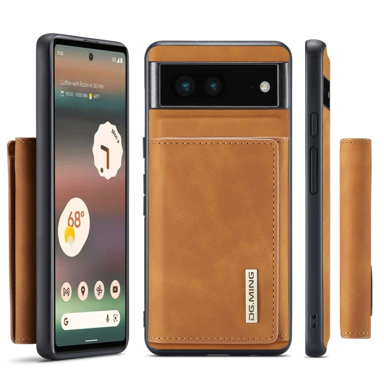 For Google Pixel 6A DG.MING M1 Series 3-Fold Multi Card Wallet + Magnetic Phone Case(Brown) - Google Cases by DG.MING | Online Shopping South Africa | PMC TechLife | Buy Now Pay Later Mobicred