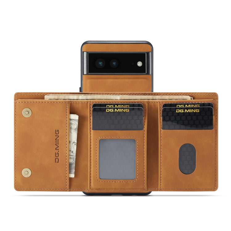 For Google Pixel 6A DG.MING M1 Series 3-Fold Multi Card Wallet + Magnetic Phone Case(Brown) - Google Cases by DG.MING | Online Shopping South Africa | PMC TechLife | Buy Now Pay Later Mobicred