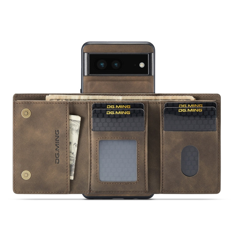 For Google Pixel 6A DG.MING M1 Series 3-Fold Multi Card Wallet + Magnetic Phone Case(Coffee) - free shipping - PMC TechLife - Order now!