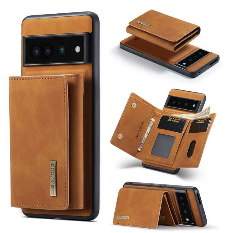 For Google Pixel 7 Pro 5G DG.MING M1 Series 3-Fold Multi Card Wallet + Magnetic Phone Case(Brown) - free shipping - PMC TechLife - Order now!