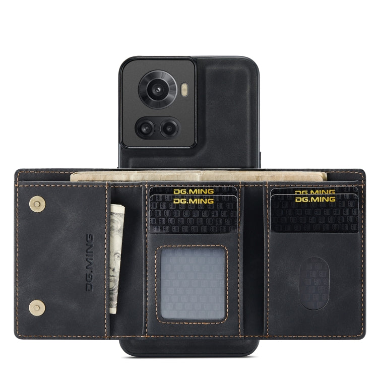 For OnePlus Ace/10R DG.MING M1 Series 3-Fold Multi Card Wallet + Magnetic Phone Case(Black) - OnePlus Cases by DG.MING | Online Shopping South Africa | PMC TechLife | Buy Now Pay Later Mobicred