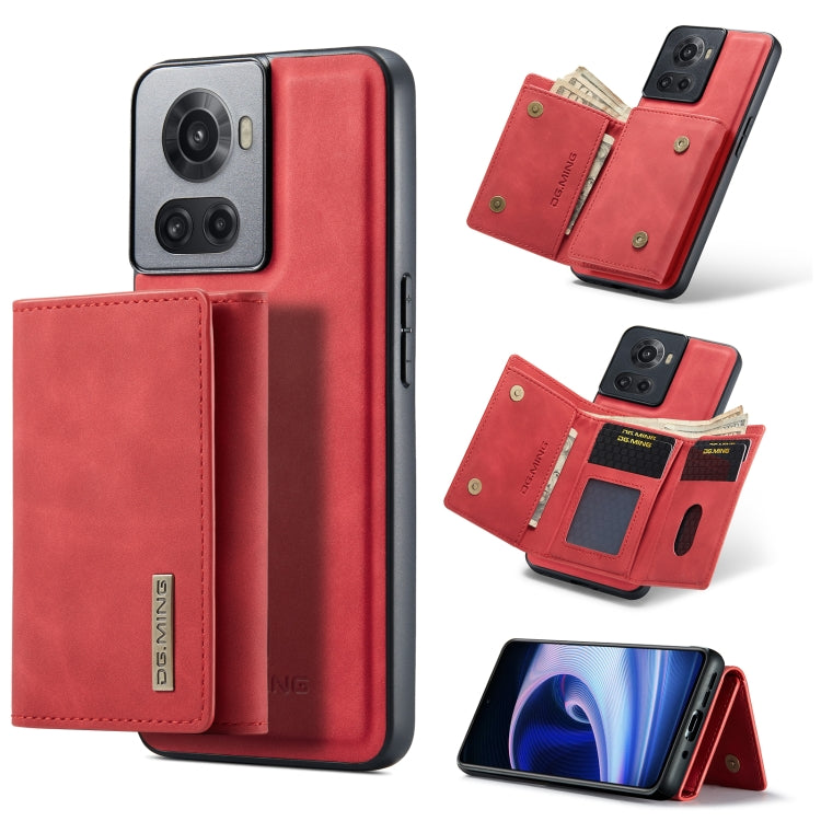 For OnePlus Ace/10R DG.MING M1 Series 3-Fold Multi Card Wallet + Magnetic Phone Case(Red) - free shipping - PMC TechLife - Order now!