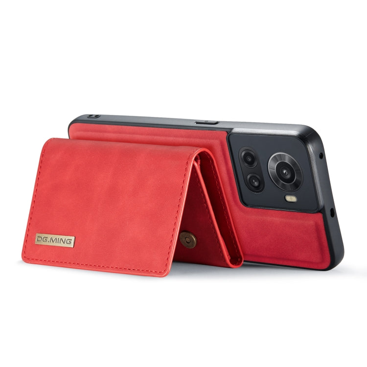 For OnePlus Ace/10R DG.MING M1 Series 3-Fold Multi Card Wallet + Magnetic Phone Case(Red) - free shipping - PMC TechLife - Order now!