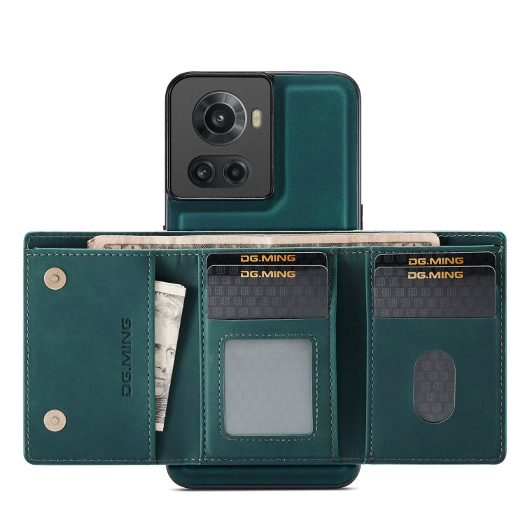 For OnePlus Ace/10R DG.MING M1 Series 3-Fold Multi Card Wallet + Magnetic Phone Case(Green) - OnePlus Cases by DG.MING | Online Shopping South Africa | PMC TechLife | Buy Now Pay Later Mobicred