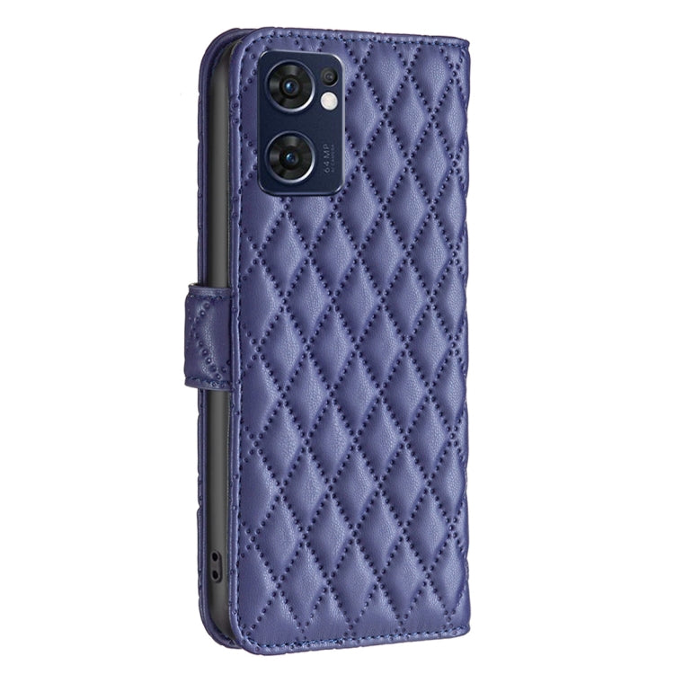 For OPPO Find X5 Lite / Reno7 5G Diamond Lattice Wallet Leather Flip Phone Case(Blue) - OPPO Cases by PMC TechLife | Online Shopping South Africa | PMC TechLife | Buy Now Pay Later Mobicred