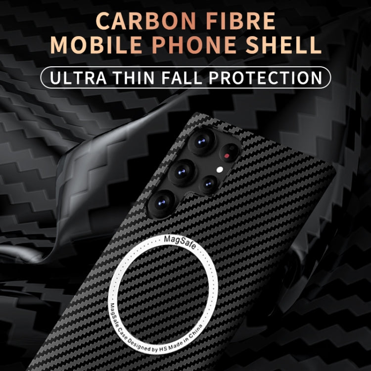 For Samsung Galaxy S22 5G Carbon Fiber Texture MagSafe Magnetic Phone Case(Green) - Galaxy S22 5G Cases by PMC TechLife | Online Shopping South Africa | PMC TechLife
