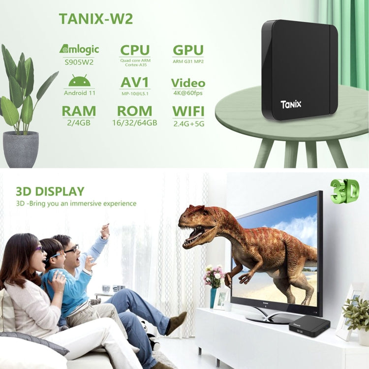 Tanix W2 Amlogic S905 Quad Core Smart TV Set Top Box, RAM:2G+16G With Dual Wifi/BT(US Plug) - Amlogic S905 by PMC TechLife | Online Shopping South Africa | PMC TechLife | Buy Now Pay Later Mobicred