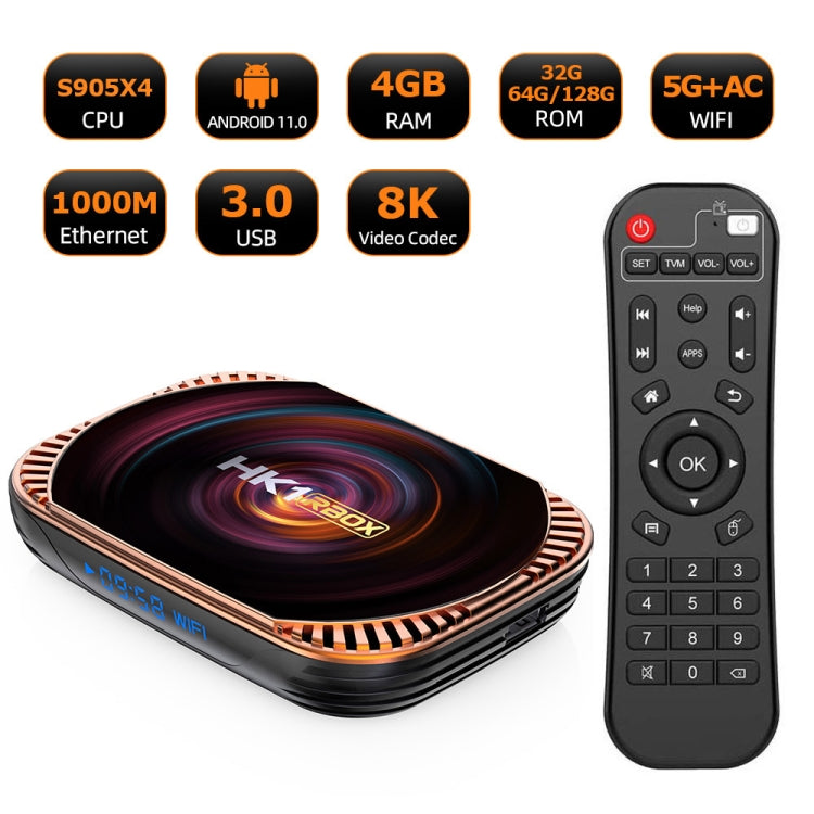 MECOOL HK1RBOX X4 4K TV Box, Android 11 Amlogic S905X4 CPU with RC 4GB+128GB(UK Plug) - free shipping - PMC TechLife - Order now!