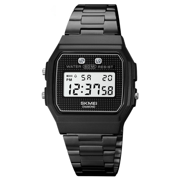 SKMEI 1952 Resin Mirror ABS Case Waterproof Electronic Watch(Black Steel Belt) - free shipping - PMC TechLife - Order now!