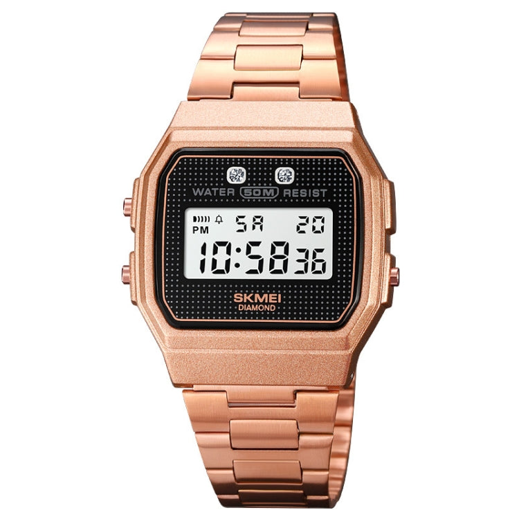 SKMEI 1952 Resin Mirror ABS Case Waterproof Electronic Watch(Rose Gold Steel Belt) - free shipping - PMC TechLife - Order now!
