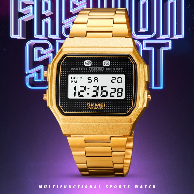 SKMEI 1952 Resin Mirror ABS Case Waterproof Electronic Watch(Rose Gold Steel Belt) - free shipping - PMC TechLife - Order now!