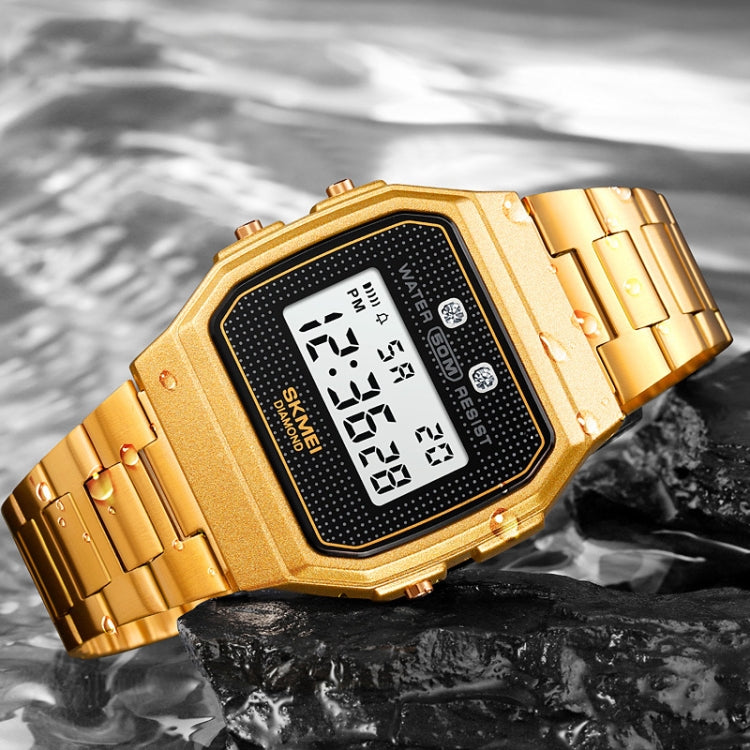 SKMEI 1952 Resin Mirror ABS Case Waterproof Electronic Watch(Black Steel Belt) - free shipping - PMC TechLife - Order now!