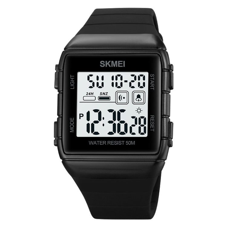 SKMEI 1960 Stainless Steel Buckle Silicone Strap Waterproof Electronic Watch(Black and White Machine) - free shipping - PMC TechLife - Order now!