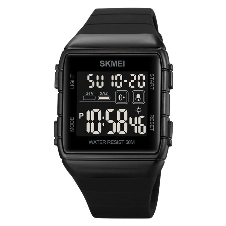 SKMEI 1960 Stainless Steel Buckle Silicone Strap Waterproof Electronic Watch(Black and Black Machine) - free shipping - PMC TechLife - Order now!