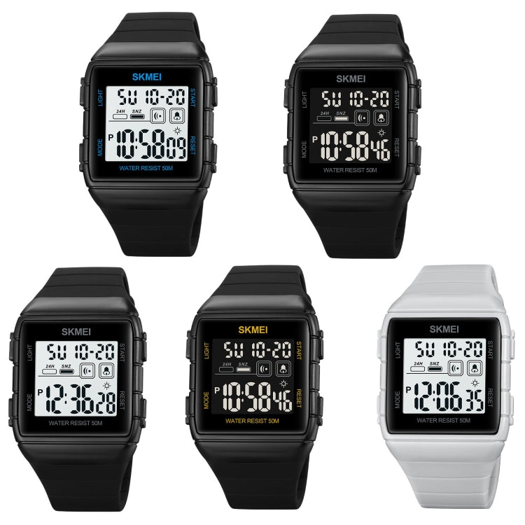SKMEI 1960 Stainless Steel Buckle Silicone Strap Waterproof Electronic Watch(Blue) - free shipping - PMC TechLife - Order now!