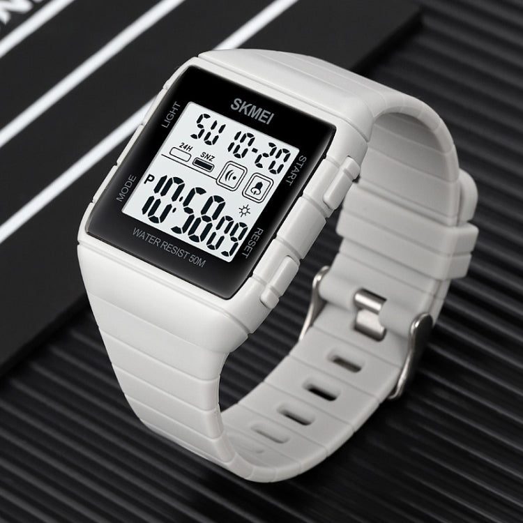SKMEI 1960 Stainless Steel Buckle Silicone Strap Waterproof Electronic Watch(Black and White Machine) - free shipping - PMC TechLife - Order now!