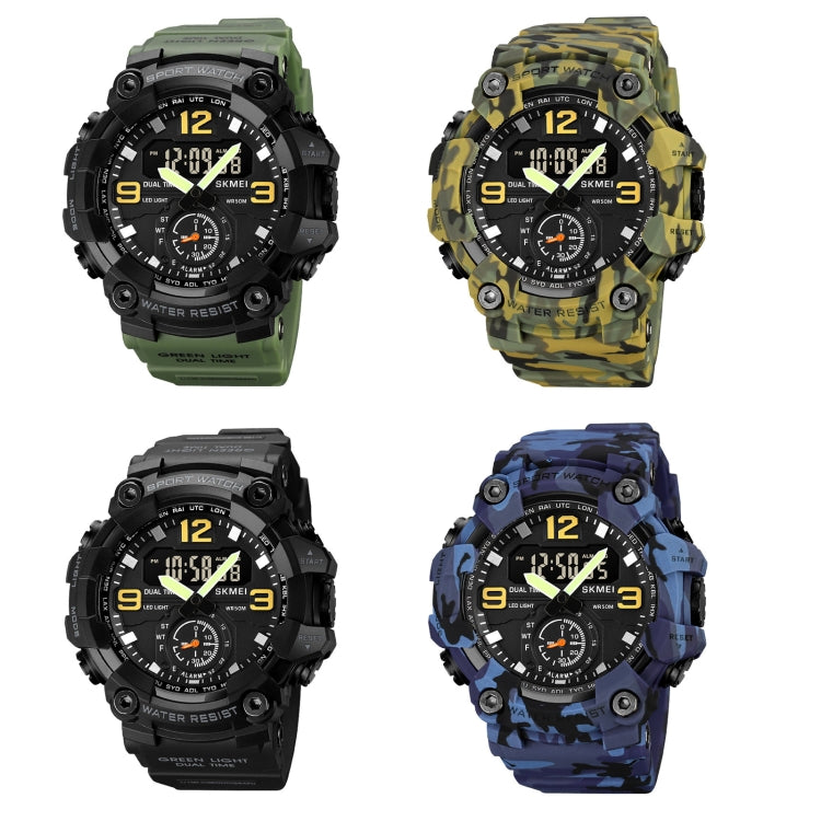 SKMEI 1965 Stainless Steel Buckle PU Strap Waterproof Electronic Watch(Blue Camouflage) - free shipping - PMC TechLife - Order now!