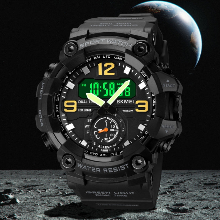 SKMEI 1965 Stainless Steel Buckle PU Strap Waterproof Electronic Watch(Army Green) - free shipping - PMC TechLife - Order now!