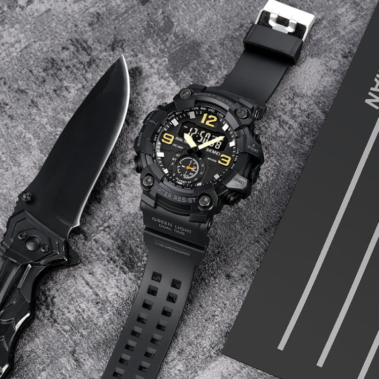 SKMEI 1965 Stainless Steel Buckle PU Strap Waterproof Electronic Watch(Army Green) - free shipping - PMC TechLife - Order now!