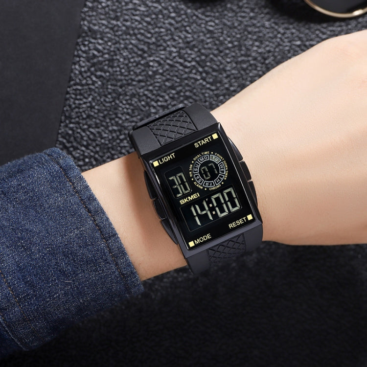 SKMEI 1967 Stainless Steel Buckle PU Strap Waterproof Electronic Watch(Silver and Black Machine) - free shipping - PMC TechLife - Order now!
