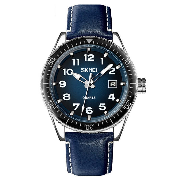 SKMEI 9232 Stainless Steel Buckle Glass Mirror Waterproof Resistant Quartz Watch(Belt - Silver and Blue) - free shipping - PMC TechLife - Order now!