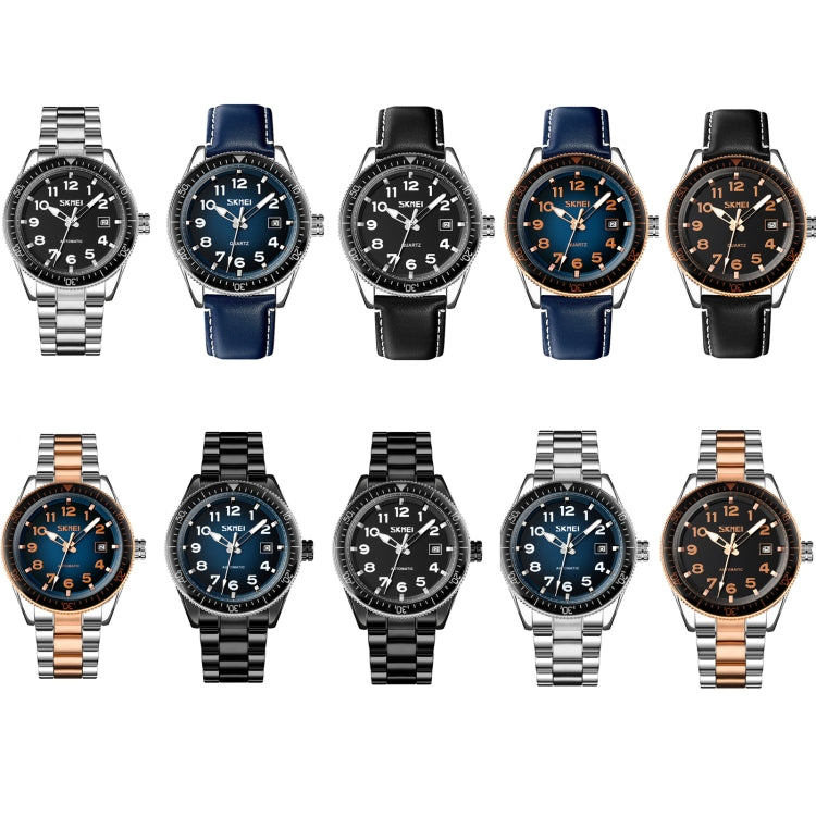 SKMEI 9232 Stainless Steel Buckle Glass Mirror Waterproof Resistant Quartz Watch(Silver Shell Blue Surface) - free shipping - PMC TechLife - Order now!