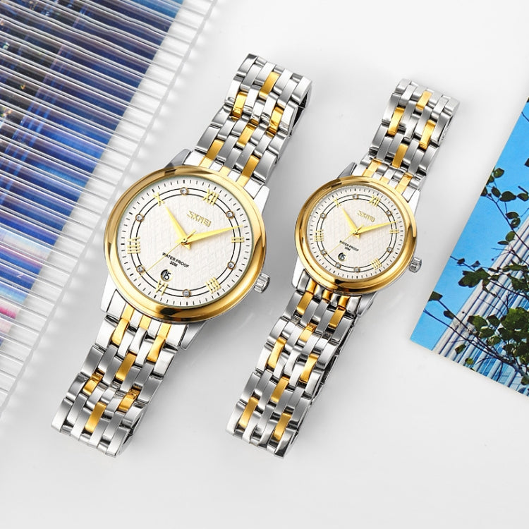 SKMEI 9272 Stainless Steel Buckle Strap Waterproof Quartz Watch Man(Gold and Silver) - free shipping - PMC TechLife - Order now!
