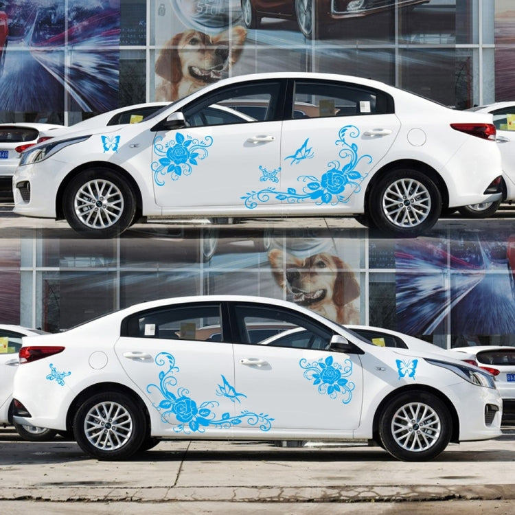 2 PCS/Set D-72 Butterfly Love Flower Pattern Car Modified Decorative Sticker(Blue) - Decorative Sticker by PMC TechLife | Online Shopping South Africa | PMC TechLife | Buy Now Pay Later Mobicred