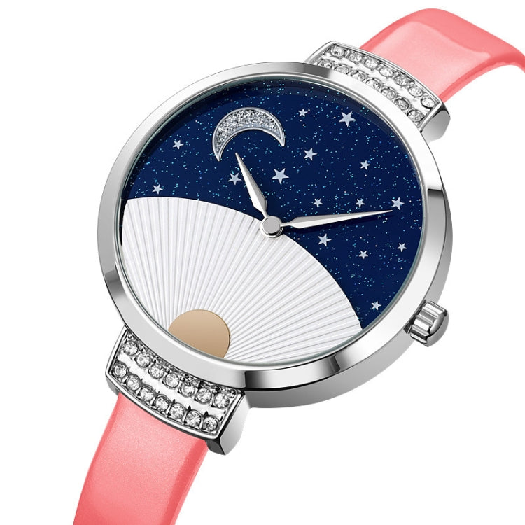 SKMEI 9279 Stainless Steel Buckle Genuine Leather Strap Waterproof Quartz Watch(Red) - free shipping - PMC TechLife - Order now!