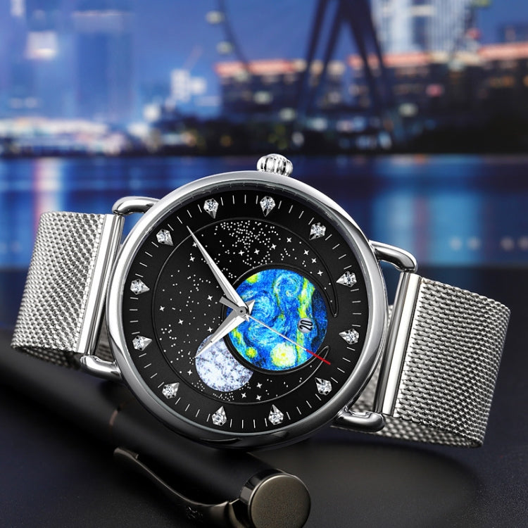 SKMEI 9283 Stainless Steel Buckle Glass Mirror Waterproof Quartz Watch, Shape:Steel Belt(Black) - free shipping - PMC TechLife - Order now!
