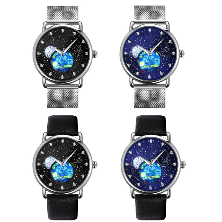 SKMEI 9283 Stainless Steel Buckle Glass Mirror Waterproof Quartz Watch, Shape:Steel Belt(Blue) - free shipping - PMC TechLife - Order now!
