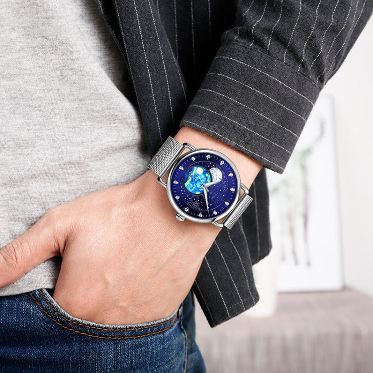 SKMEI 9283 Stainless Steel Buckle Glass Mirror Waterproof Quartz Watch, Shape:Steel Belt(Blue) - free shipping - PMC TechLife - Order now!