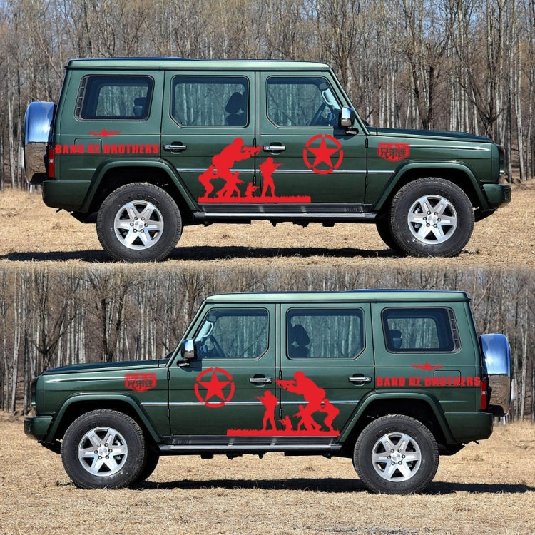 2 PCS/Set D-135 Band of Brothers Pattern Car Modified Decorative Sticker(Red) - free shipping - PMC TechLife - Order now!