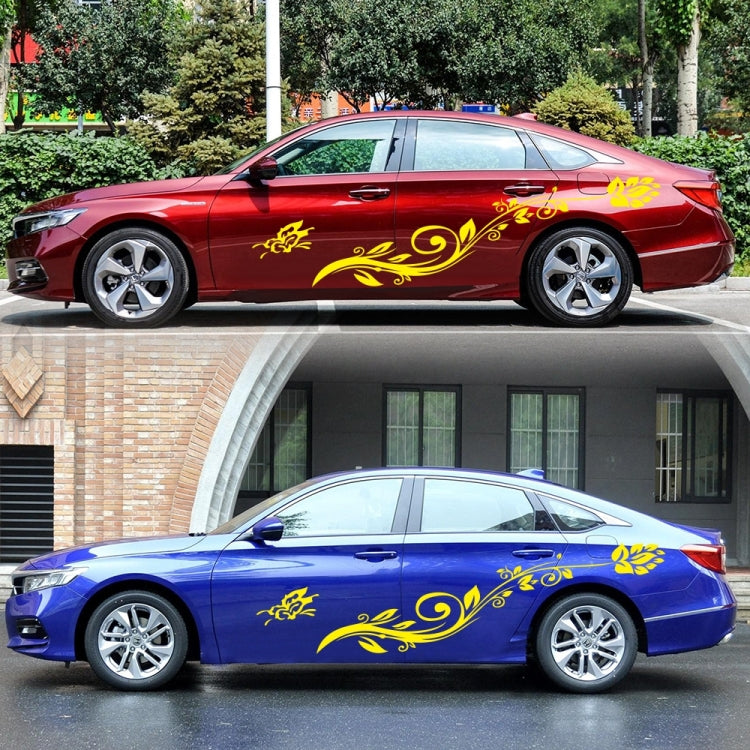 2 PCS/Set D-251 Butterfly Love Flowers Pattern Car Modified Decorative Sticker(Yellow) - Decorative Sticker by PMC TechLife | Online Shopping South Africa | PMC TechLife | Buy Now Pay Later Mobicred