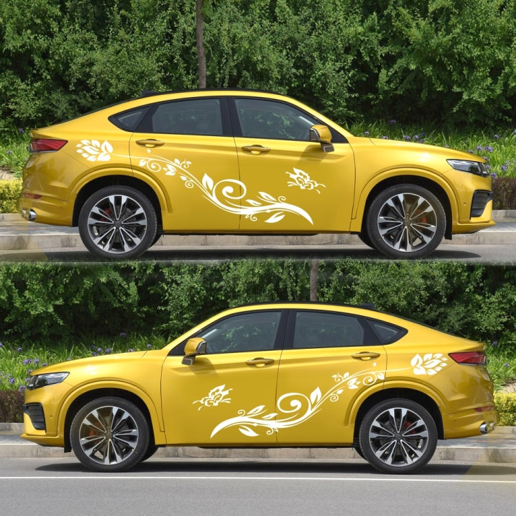 2 PCS/Set D-251 Butterfly Love Flowers Pattern Car Modified Decorative Sticker(White) - Decorative Sticker by PMC TechLife | Online Shopping South Africa | PMC TechLife | Buy Now Pay Later Mobicred