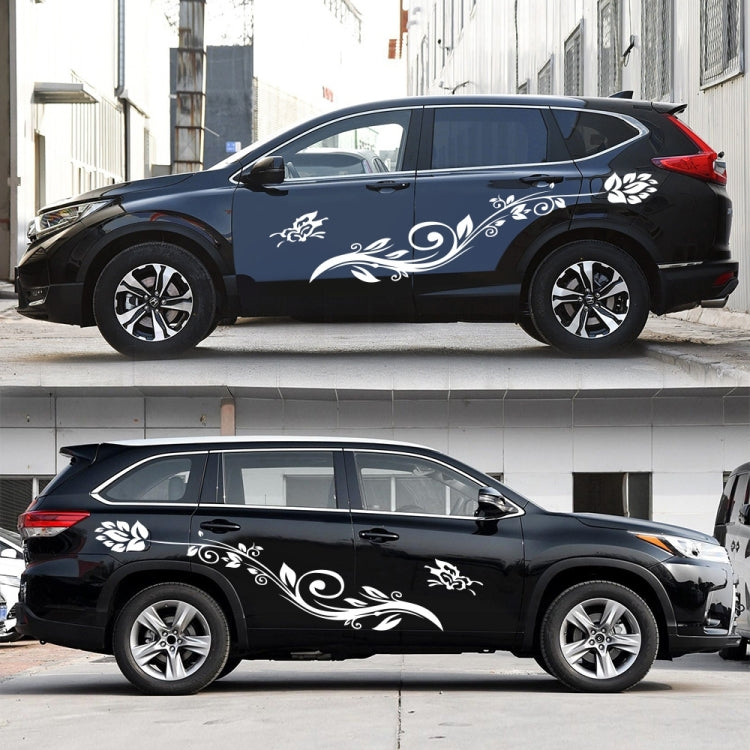 2 PCS/Set D-251 Butterfly Love Flowers Pattern Car Modified Decorative Sticker(White) - Decorative Sticker by PMC TechLife | Online Shopping South Africa | PMC TechLife | Buy Now Pay Later Mobicred