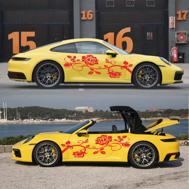 2 PCS/Set D-545 Rose Pattern Car Modified Decorative Sticker(Red) - Decorative Sticker by PMC TechLife | Online Shopping South Africa | PMC TechLife | Buy Now Pay Later Mobicred