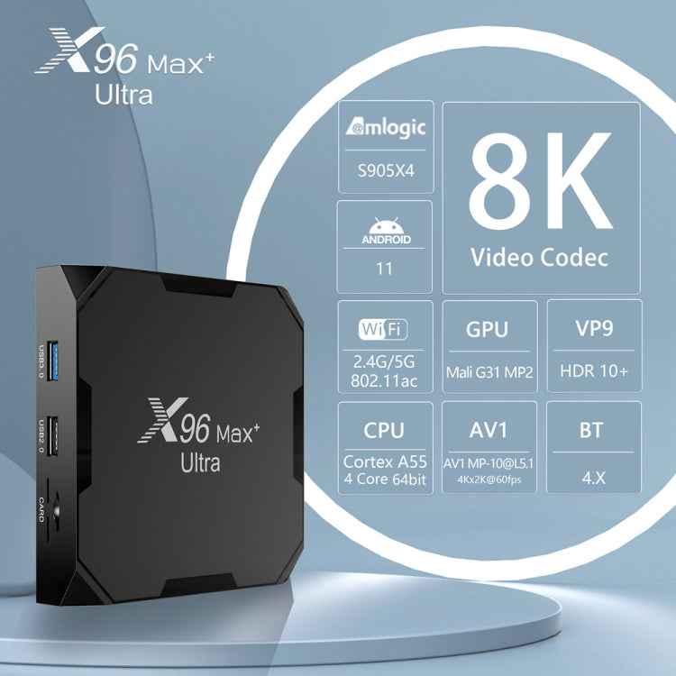 X96 Max+ Ultra 4GB+64GB Amlogic S905X4 8K Smart TV BOX Android 11.0 Media Player, Plug Type:US Plug - Others by PMC TechLife | Online Shopping South Africa | PMC TechLife | Buy Now Pay Later Mobicred