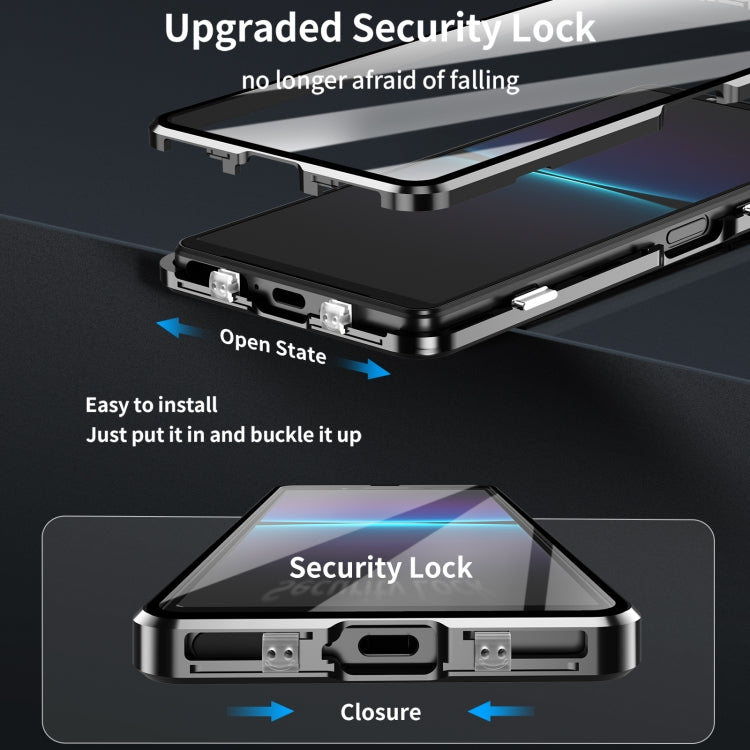 For Sony Xperia 1 IV HD Magnetic Metal Tempered Glass Phone Case(Black) - Sony Cases by PMC TechLife | Online Shopping South Africa | PMC TechLife | Buy Now Pay Later Mobicred