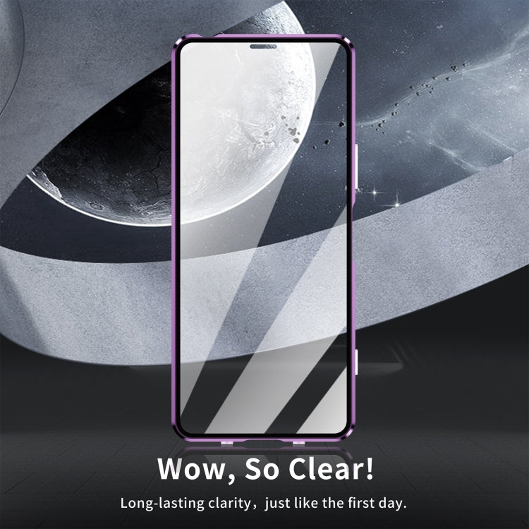For Sony Xperia 1 IV HD Magnetic Metal Tempered Glass Phone Case(Purple) - Sony Cases by PMC TechLife | Online Shopping South Africa | PMC TechLife | Buy Now Pay Later Mobicred