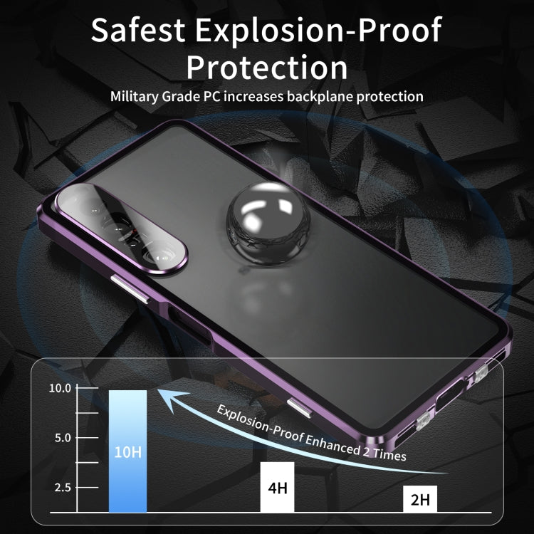 For Sony Xperia 1 IV HD Magnetic Metal Tempered Glass Phone Case(Purple) - Sony Cases by PMC TechLife | Online Shopping South Africa | PMC TechLife | Buy Now Pay Later Mobicred
