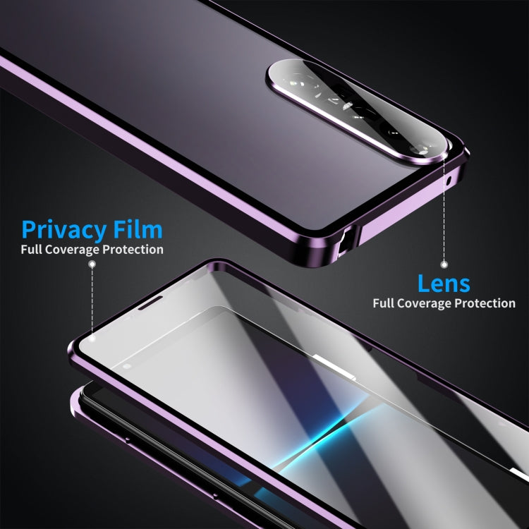 For Sony Xperia 1 IV HD Magnetic Metal Tempered Glass Phone Case(Purple) - Sony Cases by PMC TechLife | Online Shopping South Africa | PMC TechLife | Buy Now Pay Later Mobicred