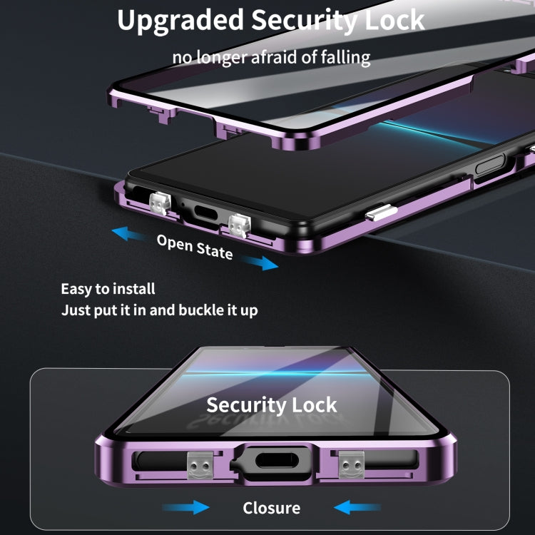 For Sony Xperia 1 IV HD Magnetic Metal Tempered Glass Phone Case(Purple) - Sony Cases by PMC TechLife | Online Shopping South Africa | PMC TechLife | Buy Now Pay Later Mobicred