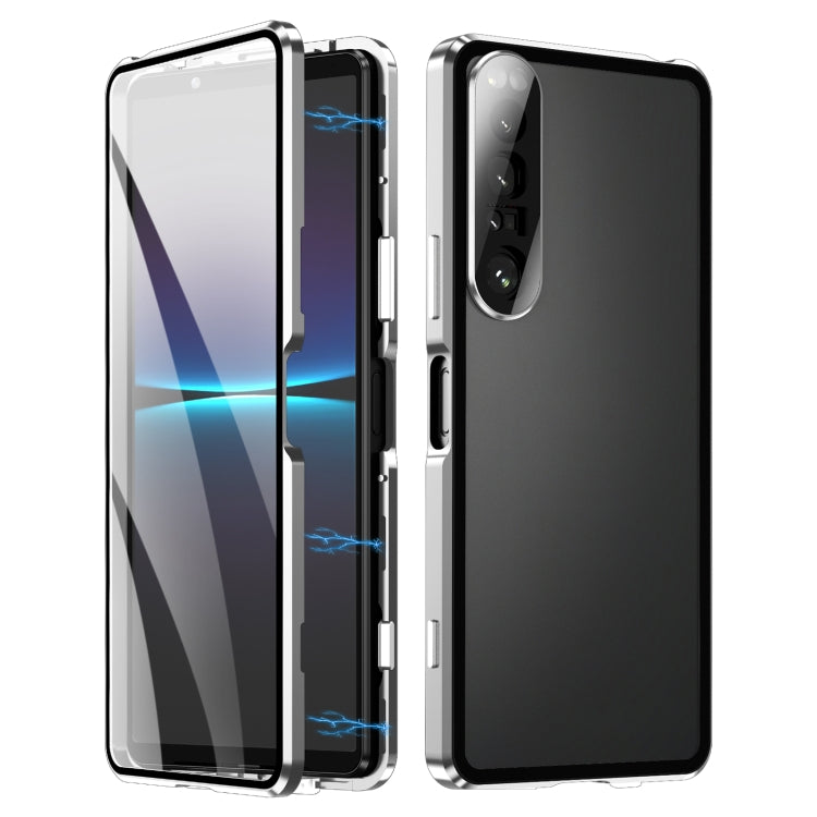 For Sony Xperia 1 IV HD Magnetic Metal Tempered Glass Phone Case(Silver) - Sony Cases by PMC TechLife | Online Shopping South Africa | PMC TechLife | Buy Now Pay Later Mobicred